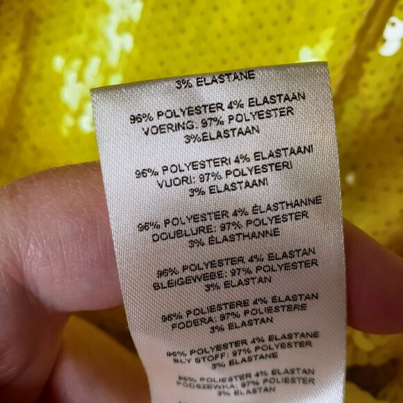 NEW Brogger Diana Neon Yellow Sequin Mini Dress Black Mesh Street Wear Glam - Picture 15 of 15